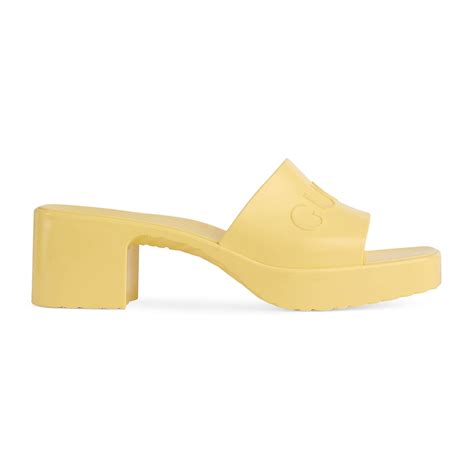 yellow gucci rubber sandals|Gucci perforated rubber sandals.